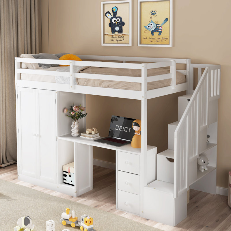 Harriet Bee Gherarda Twin Loft Bed with Built in Desk by Harriet Bee Wayfair